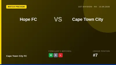 Cape Town City FC, seventh in the first division, visit Hope FC this weekend looking to build on their recent 2-1 win...